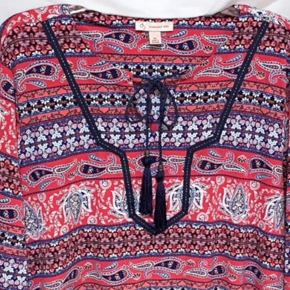 DressBarn navy & pink coral paisley top - Sz XL - Picture 3 of 10